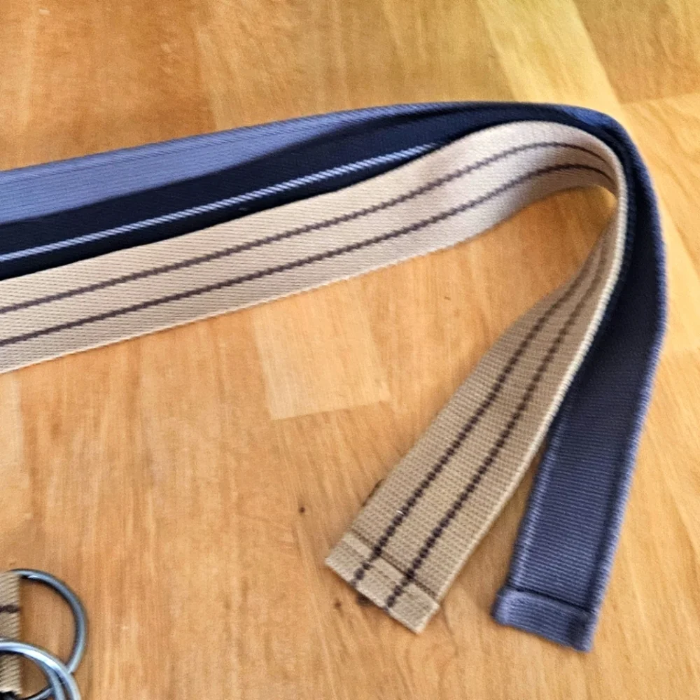 Lot of 3 Canvas D-Ring Web Belts Size 40 Gray Black Khaki Casual Military Style